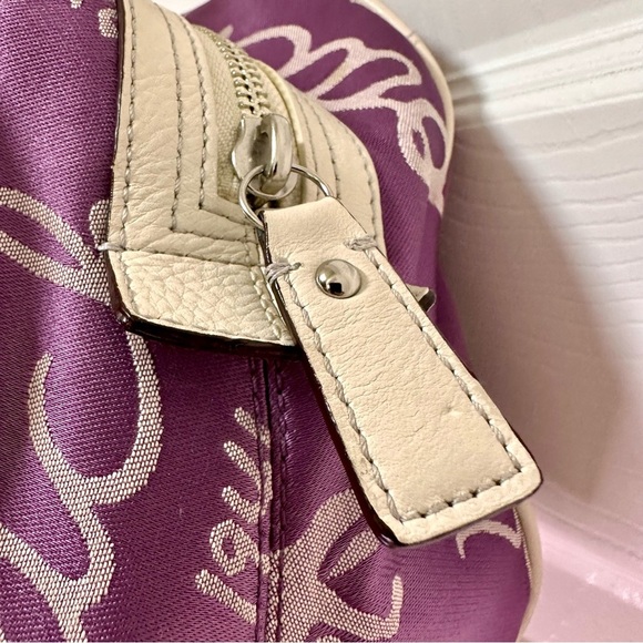 Coach Vintage Horse & Carriage Satchel White Leather Trim Purple Jacquard - Picture 10 of 14